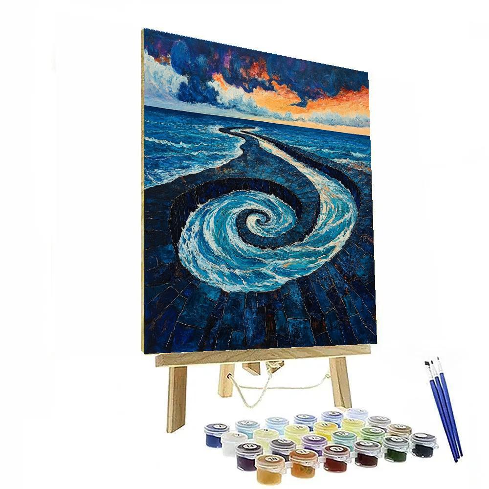 Edvard Munch Inspired Tidal Spiral On Basalt Coast Painting by numbers kit