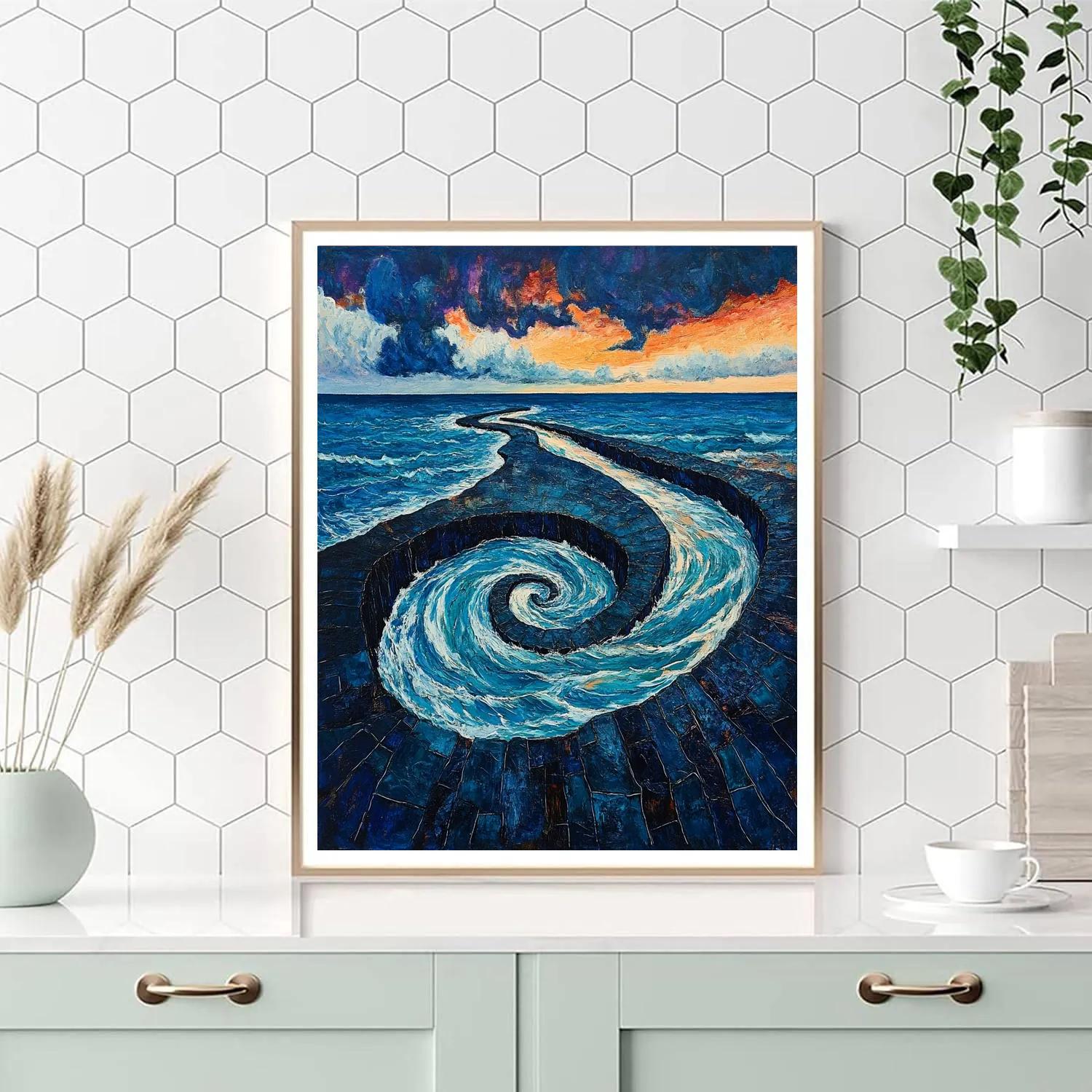 Edvard Munch Inspired Tidal Spiral On Basalt Coast Painting by numbers kit