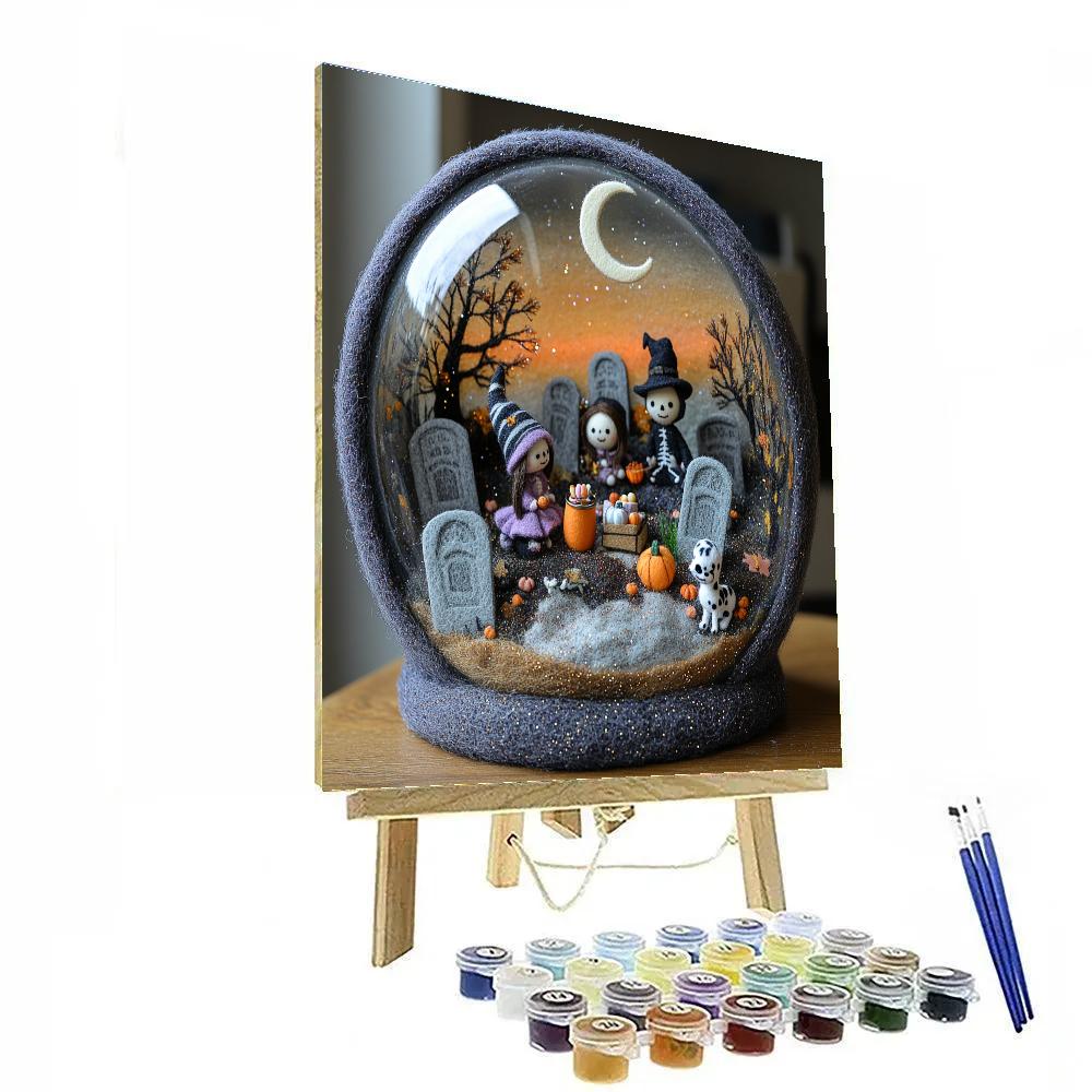 Spooky Snow Globe Cemetery Picnic Paint by numbers kits
