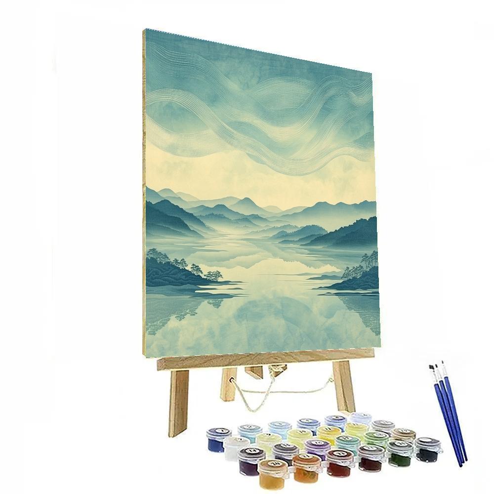 Hiroshige Inspired Aurora Over Silent Tidal Flats Numbered painting kits