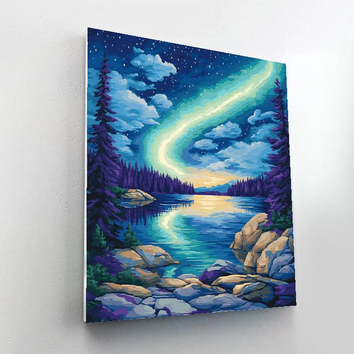 Franklin Carmichael Inspired Aurora Over Granite Bay Number painting