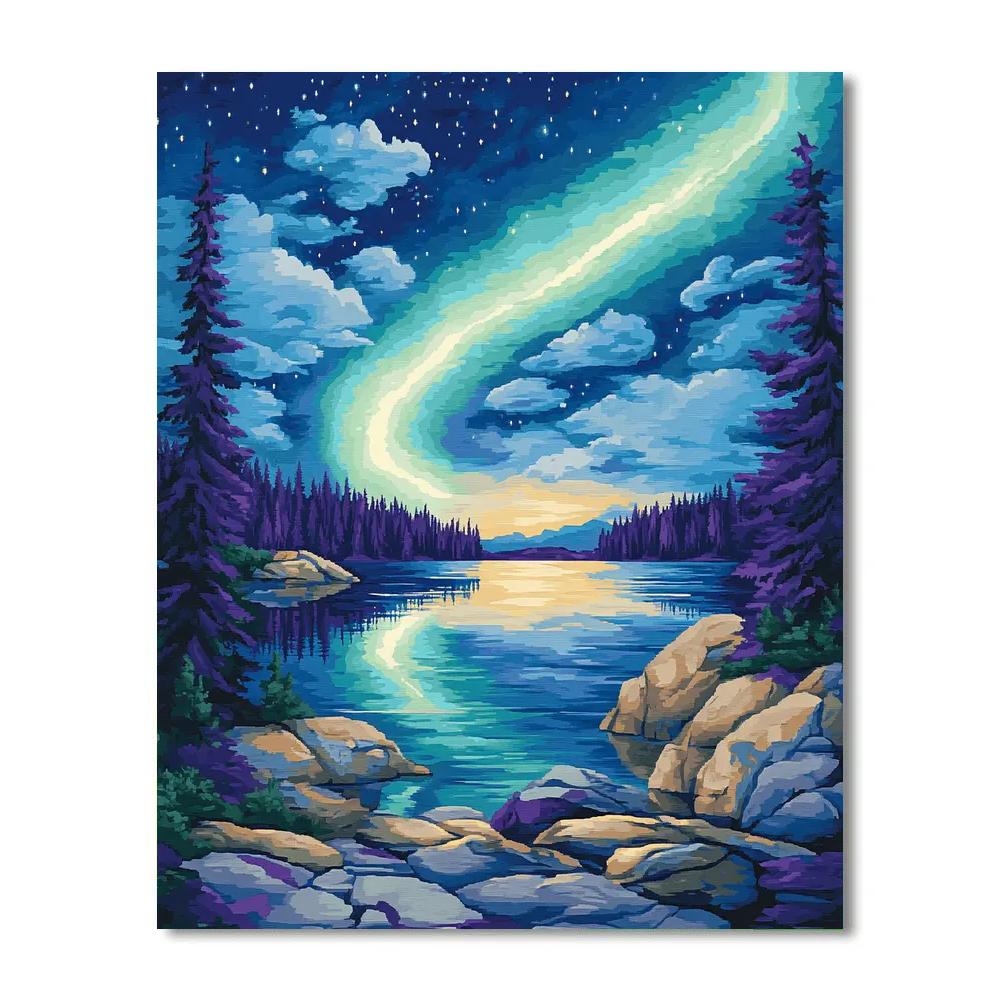 Franklin Carmichael Inspired Aurora Over Granite Bay Number painting