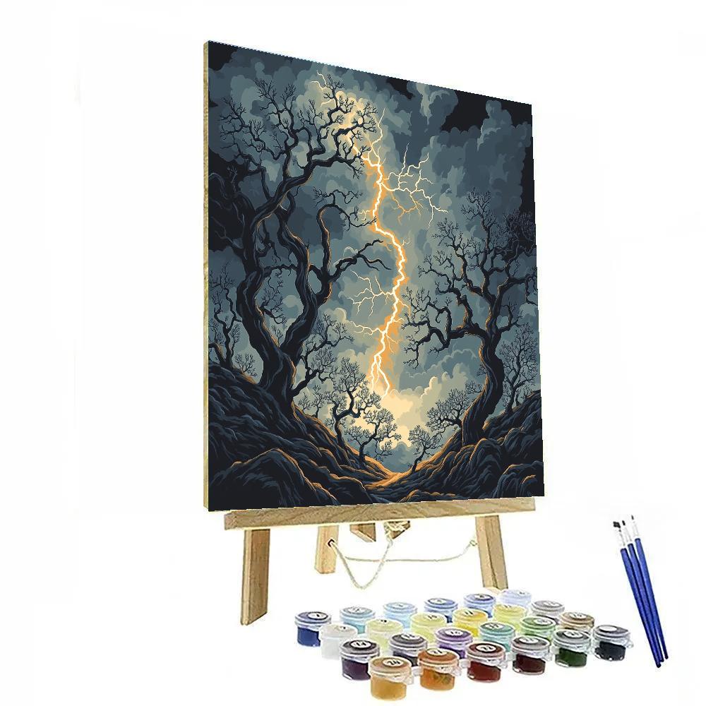 Francisco Goya Inspired Lightning Veins Through Black Orchard painting number kit