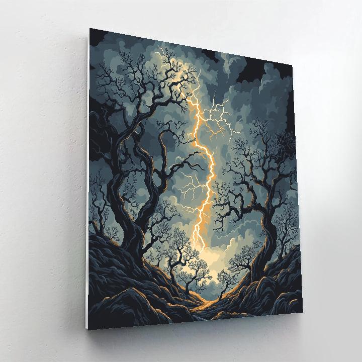 Francisco Goya Inspired Lightning Veins Through Black Orchard painting number kit