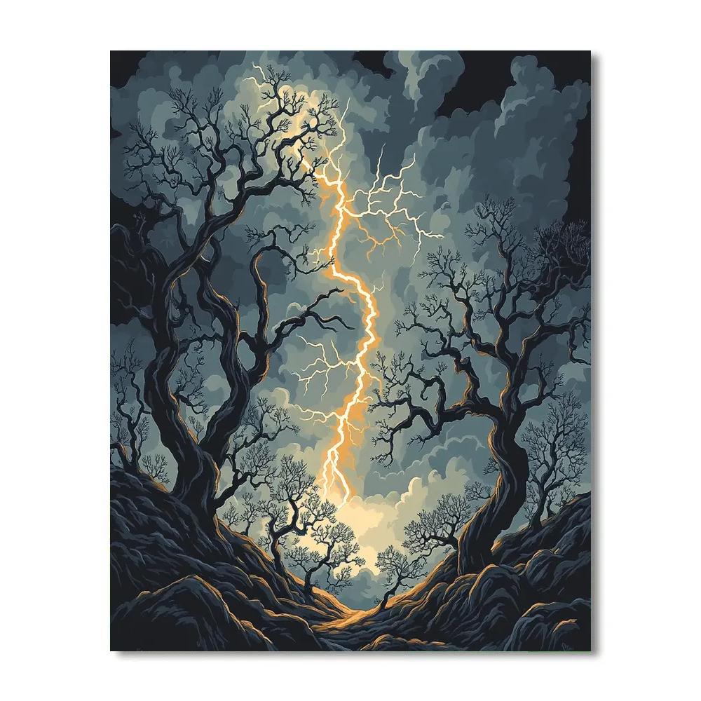 Francisco Goya Inspired Lightning Veins Through Black Orchard painting number kit