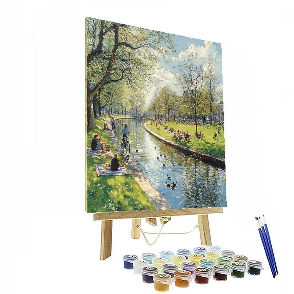 City Park Canal Vondelpark Amsterdam Netherlands Number painting