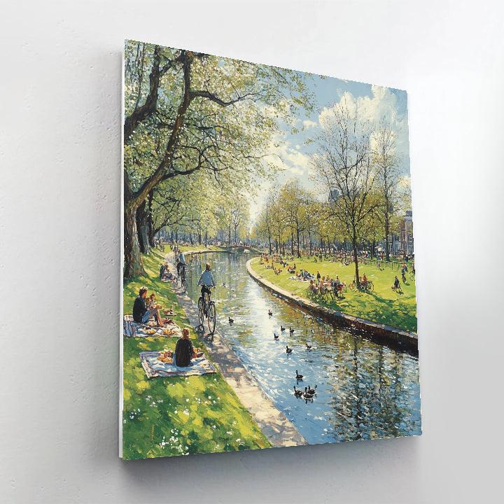 City Park Canal Vondelpark Amsterdam Netherlands Number painting