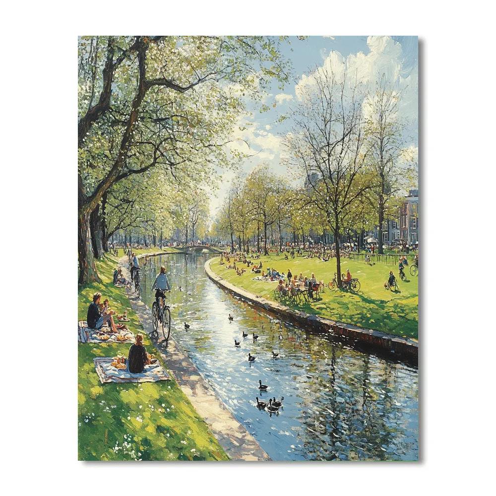City Park Canal Vondelpark Amsterdam Netherlands Number painting