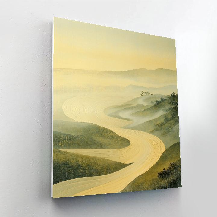 Hiroshige Inspired Equinox Wind Patterns Across Misty Fields paint by color