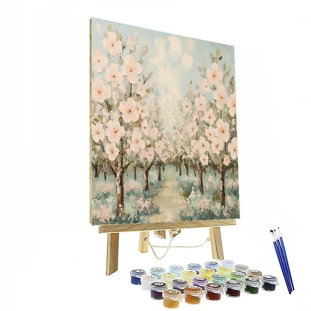 Claude Monet Inspired Spring Orchard Blossom Haze Paint by numbers art