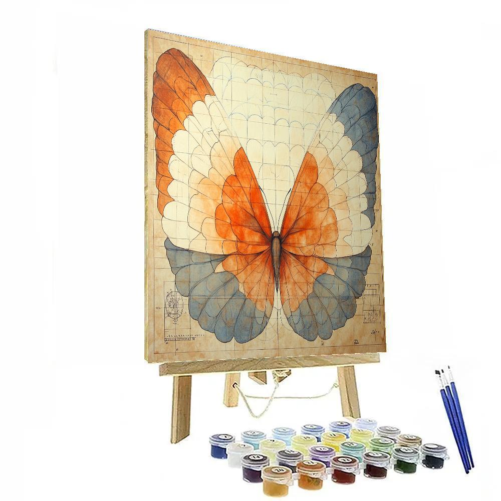 Leonardo Da Vinci Inspired Butterfly Wing Pattern Codex Painting by numbers kit