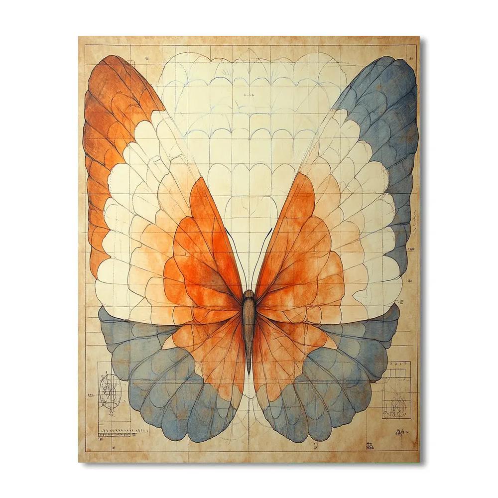 Leonardo Da Vinci Inspired Butterfly Wing Pattern Codex Painting by numbers kit