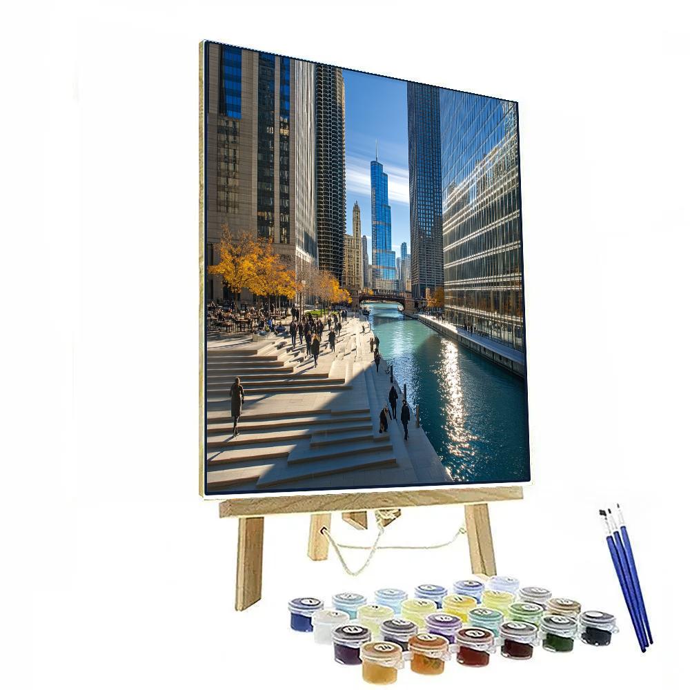 Chicago Riverwalk Glass Canyon Chicago United States DIY paint by numbers