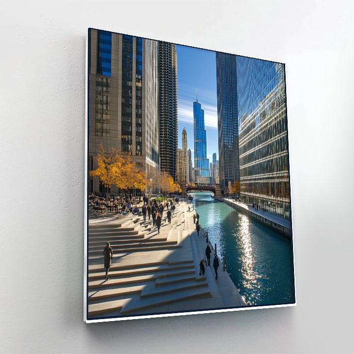 Chicago Riverwalk Glass Canyon Chicago United States DIY paint by numbers