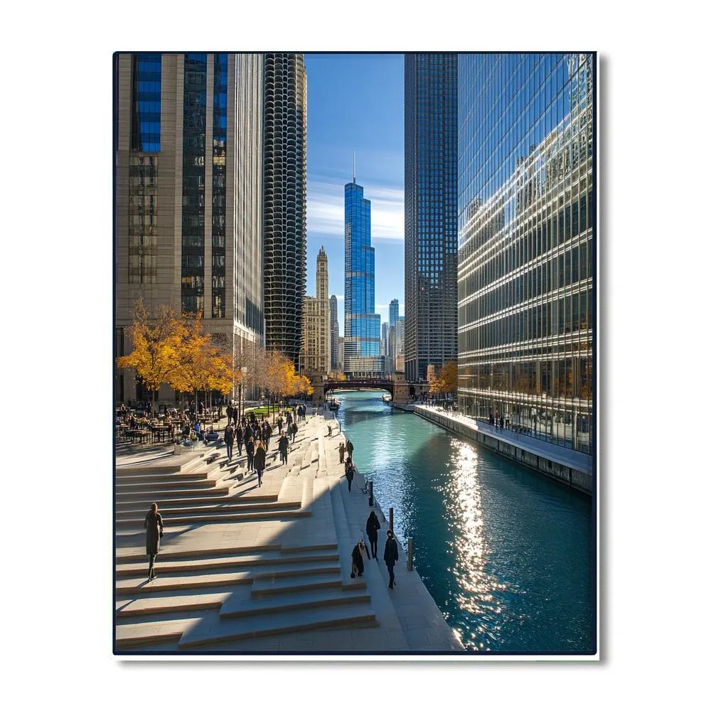 Chicago Riverwalk Glass Canyon Chicago United States DIY paint by numbers