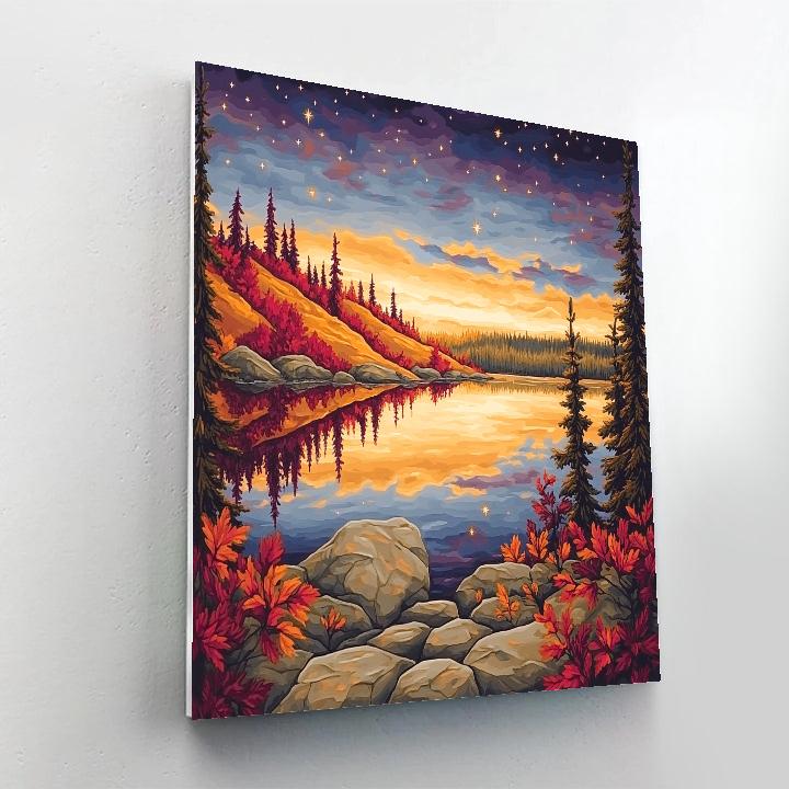Franklin Carmichael Inspired Autumn Ocher Ridge And Star Lit Reflections Numbered painting kits