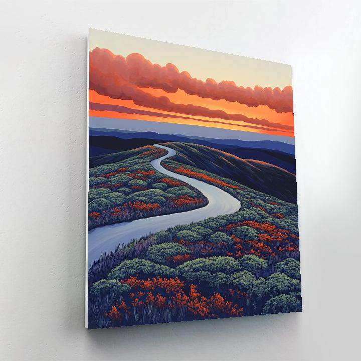 Frederick Varley Inspired Ember Sky Above Wind Scoured Tundra Ridge Number painting