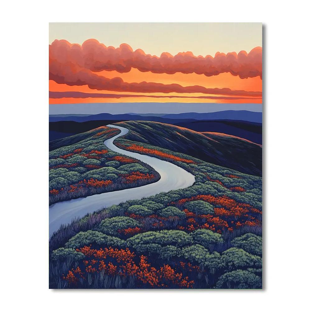Frederick Varley Inspired Ember Sky Above Wind Scoured Tundra Ridge Number painting