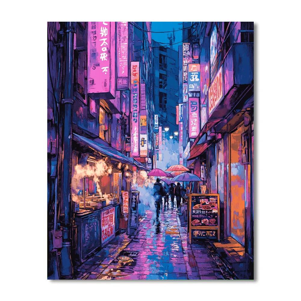 Neon District Shinjuku Alley Tokyo Japan paint by number