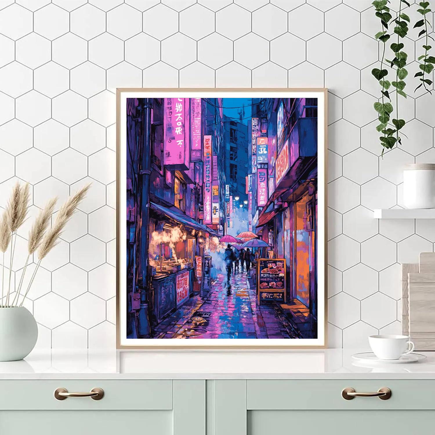 Neon District Shinjuku Alley Tokyo Japan paint by number