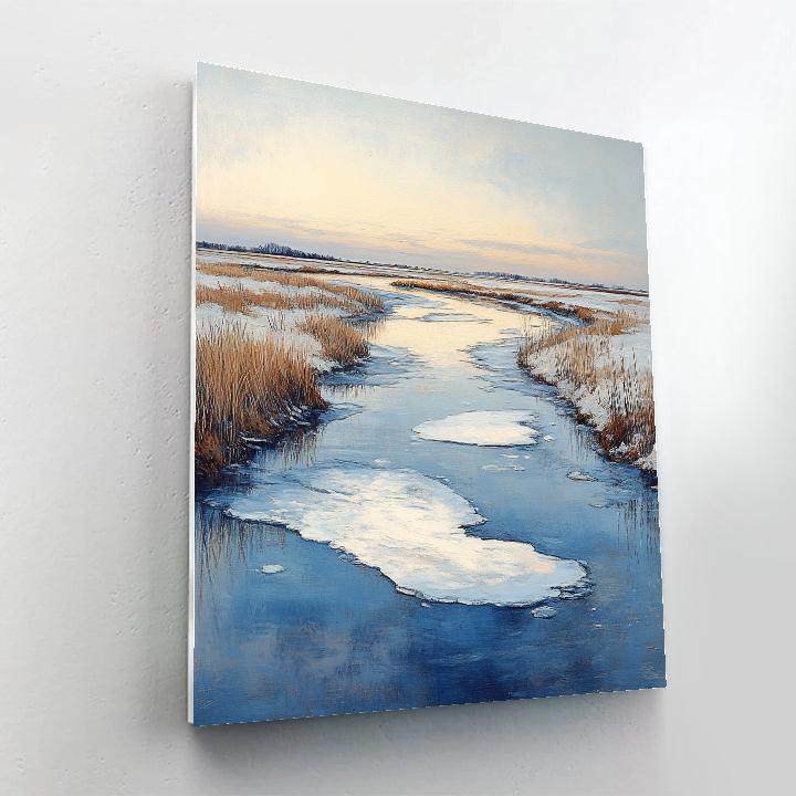 Claude Monet Inspired Winter River Ice Blue Silence painting number kit