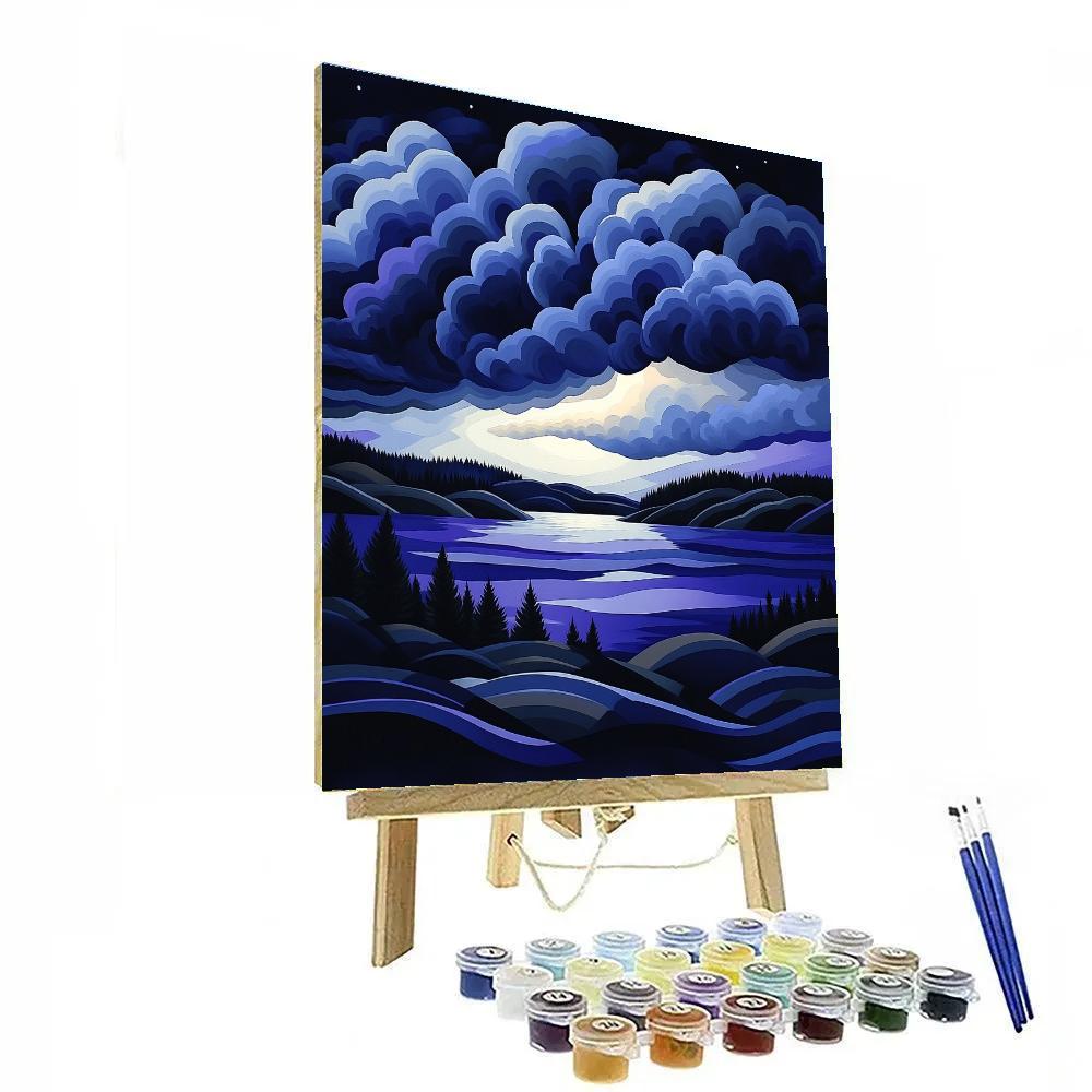 Frederick Varley Inspired Moonlit Storm Break Over Northern Lake Paint by numbers art