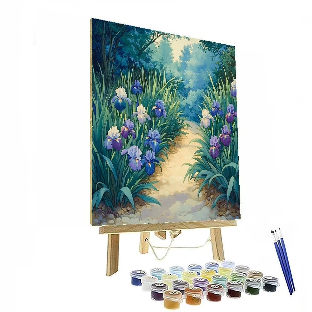 Claude Monet Inspired Dusk Garden Path Through Irises Number painting