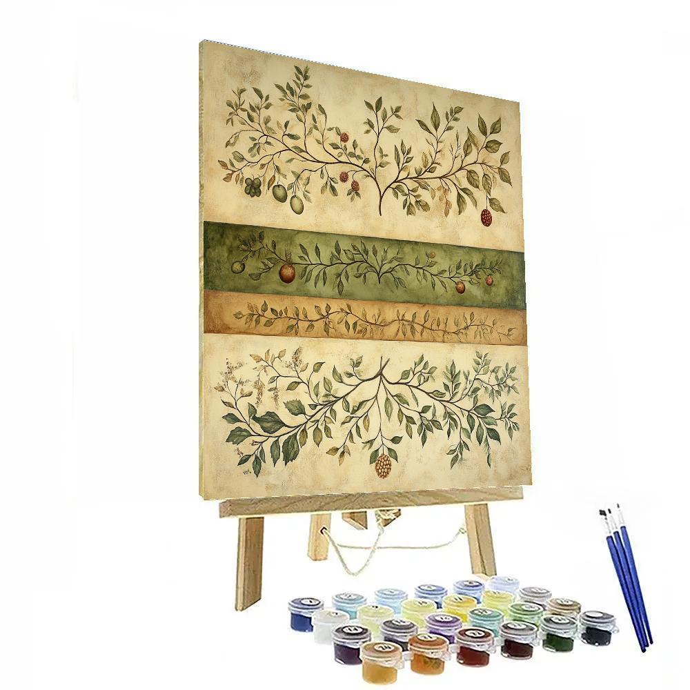 Leonardo Da Vinci Inspired Garden Seasons Triptych Concept Paint by numbers art