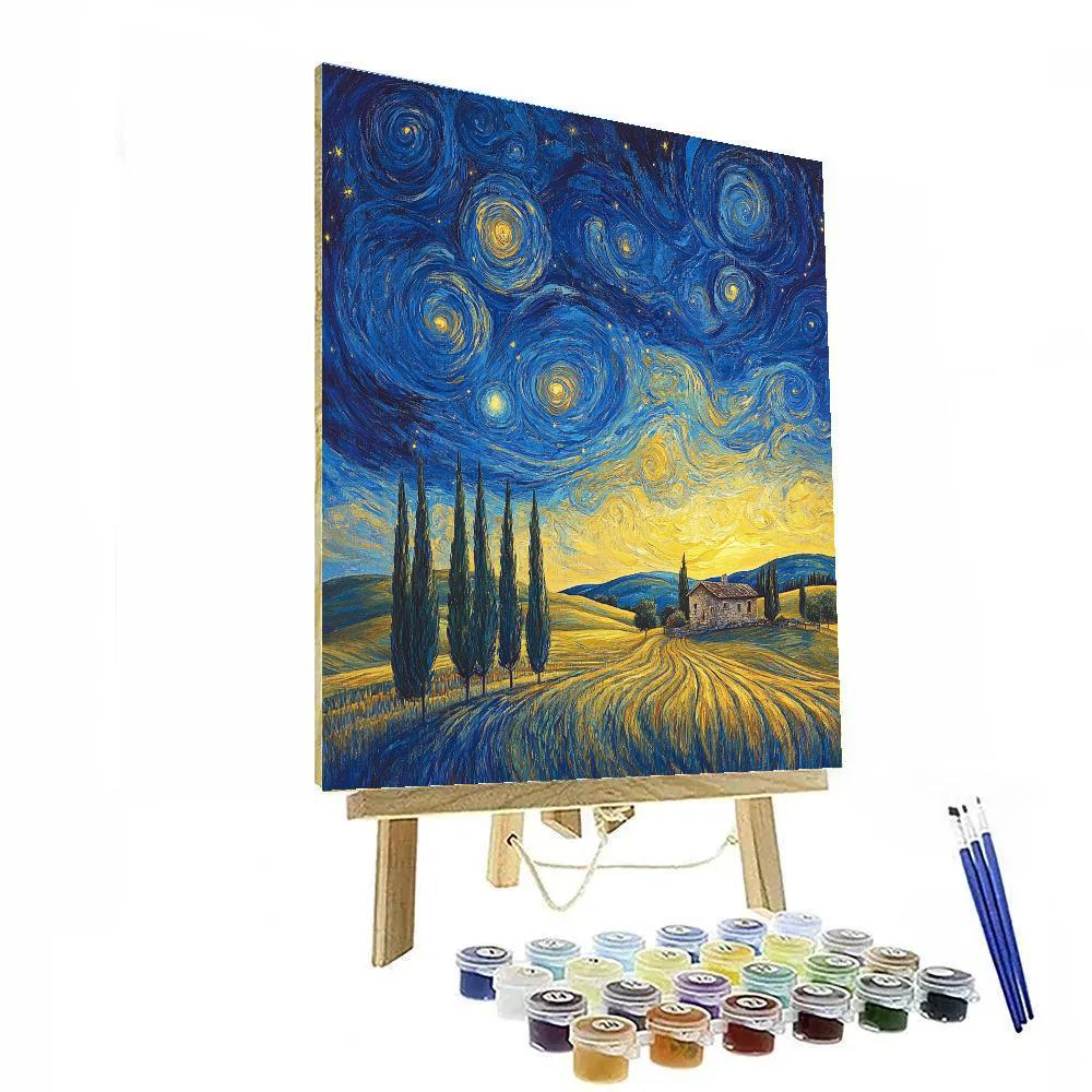 Van Gogh Inspired Starry Countryside Number painting