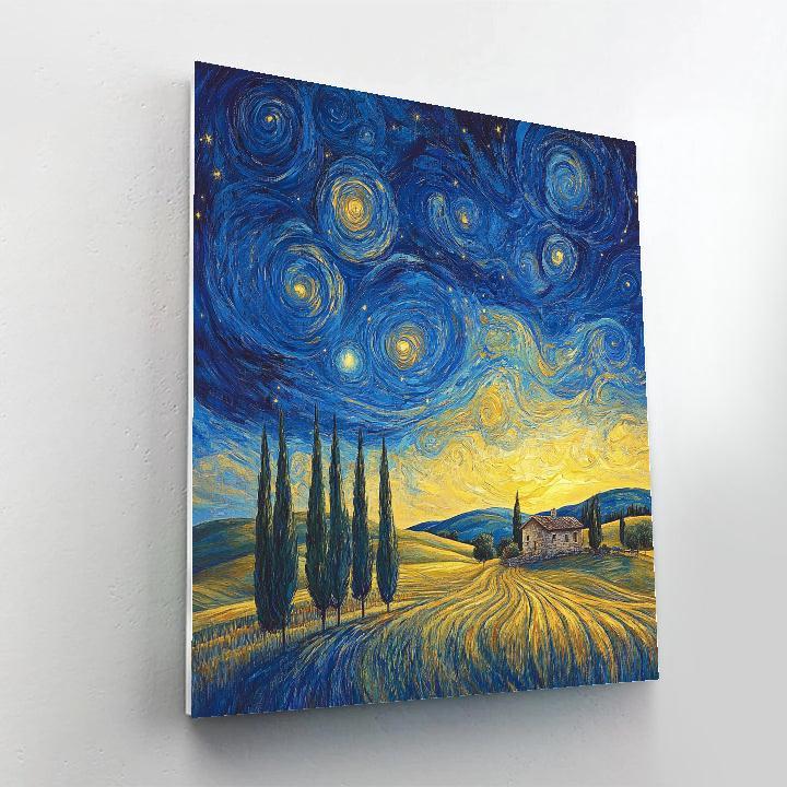 Van Gogh Inspired Starry Countryside Number painting