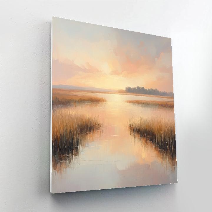 Claude Monet Inspired Rose Tinted Sunrise Over Marsh paint by number