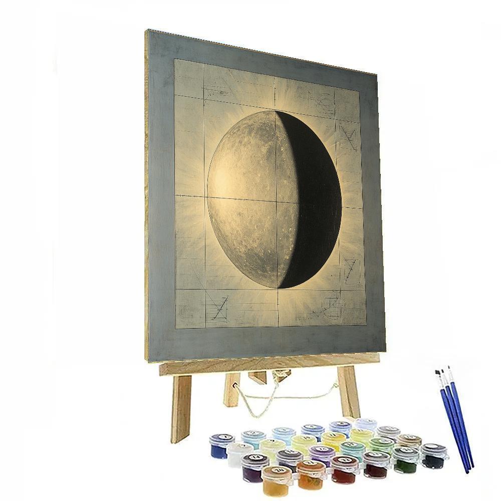 Leonardo Da Vinci Inspired Eclipse Umbra Diagram painting number kit