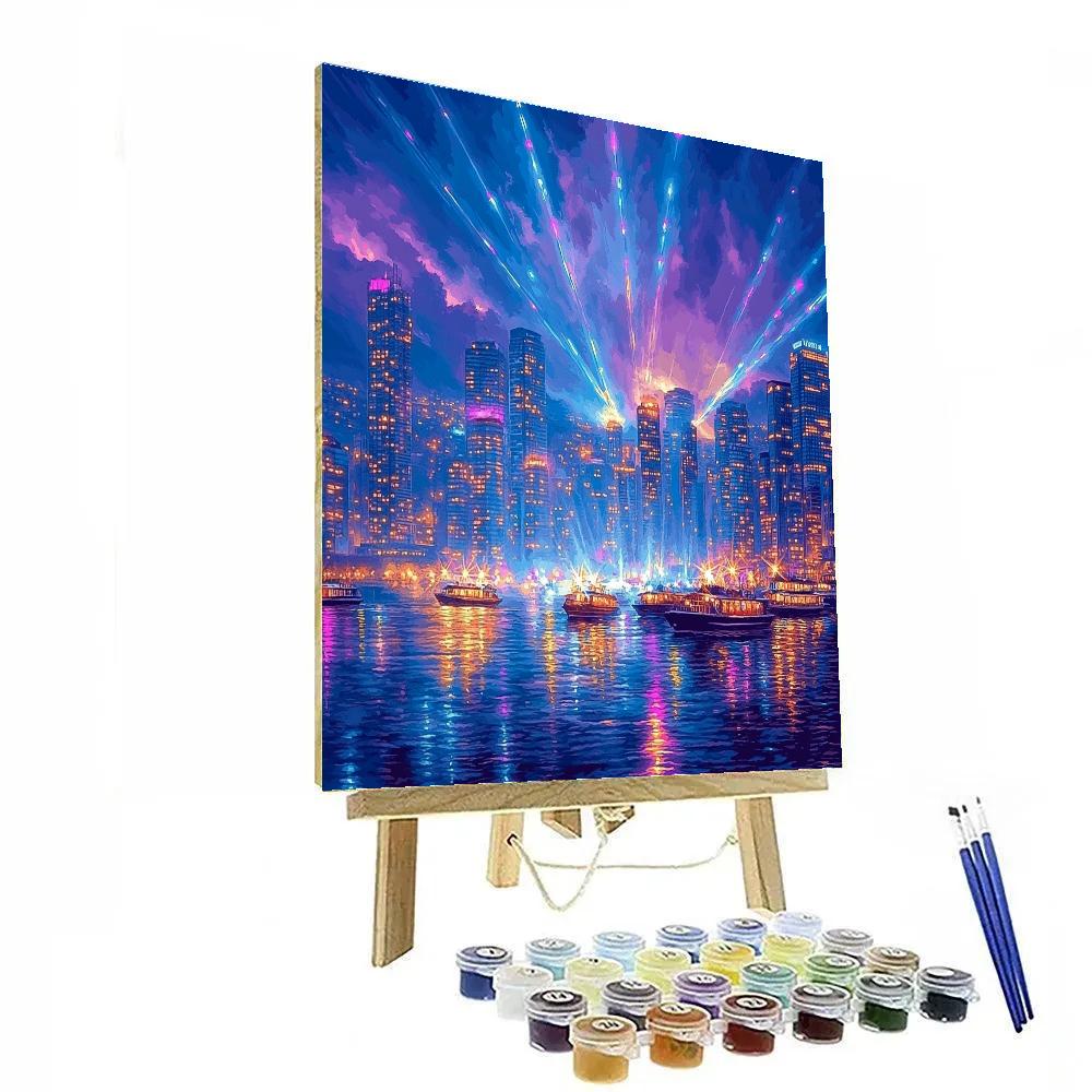 Victoria Harbour Night Symphony Hong Kong China Paint by numbers art