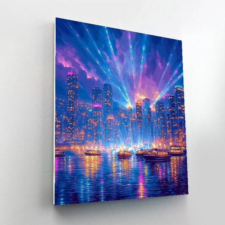 Victoria Harbour Night Symphony Hong Kong China Paint by numbers art