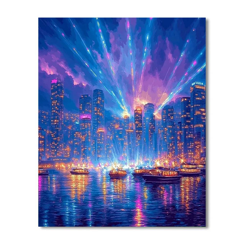 Victoria Harbour Night Symphony Hong Kong China Paint by numbers art