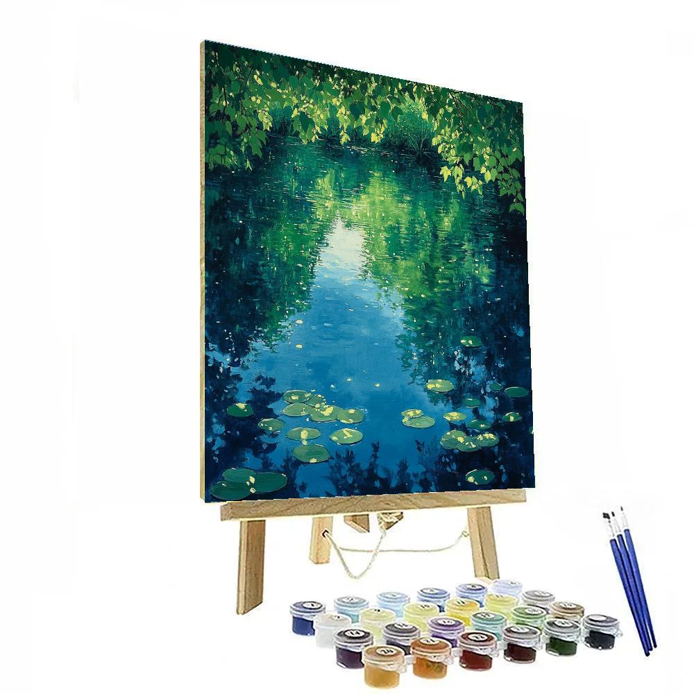 Claude Monet Inspired Summer Pond With Emerald Shade Painting by numbers kit