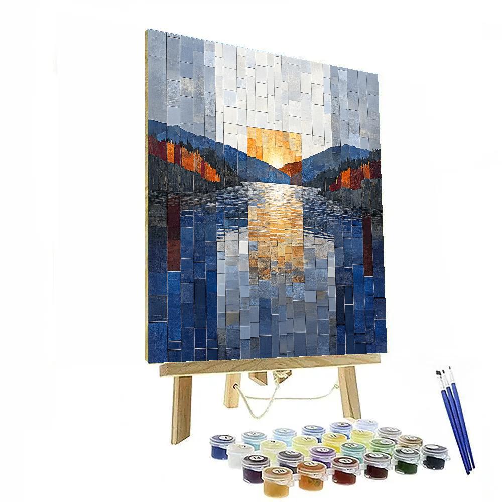 Jean-Paul Riopelle Inspired Thawing Lake Mirrorfield paint by number