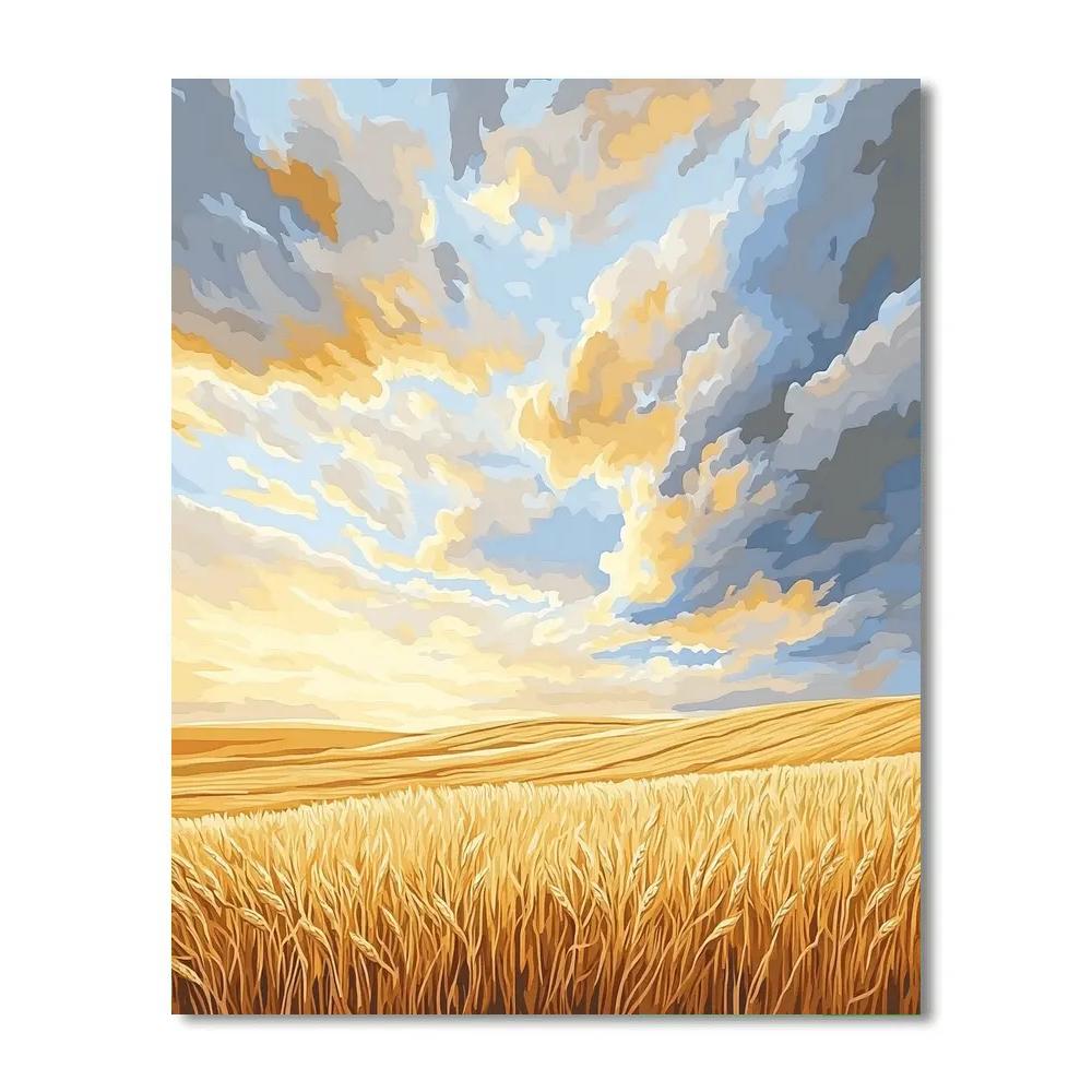 Claude Monet Inspired Storm Clearing Over Wheat Field paint by color