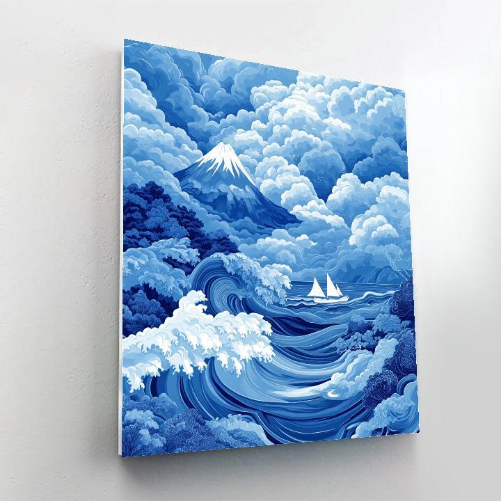Hokusai Inspired Mountain Storm Numbered painting kits