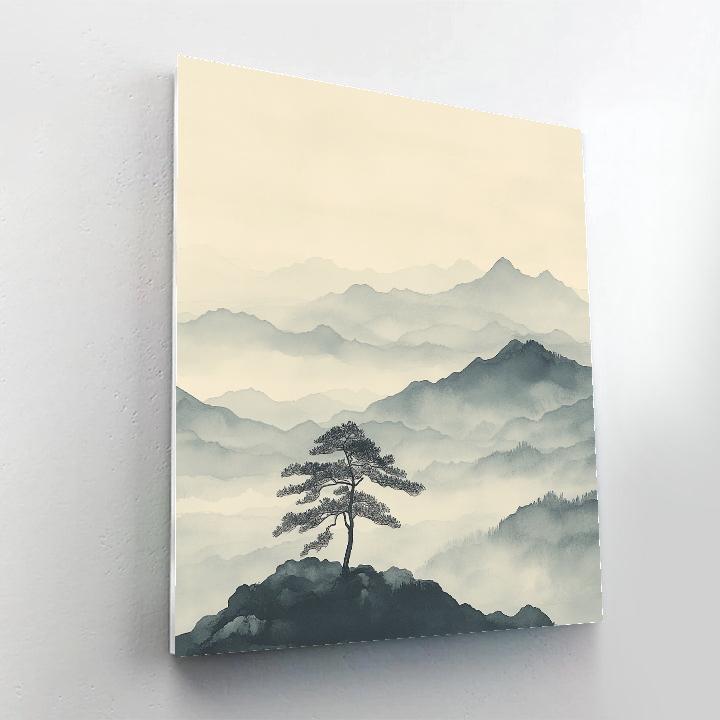 Zhao Mengfu Inspired Nebula Mist Mountain Silence Number painting
