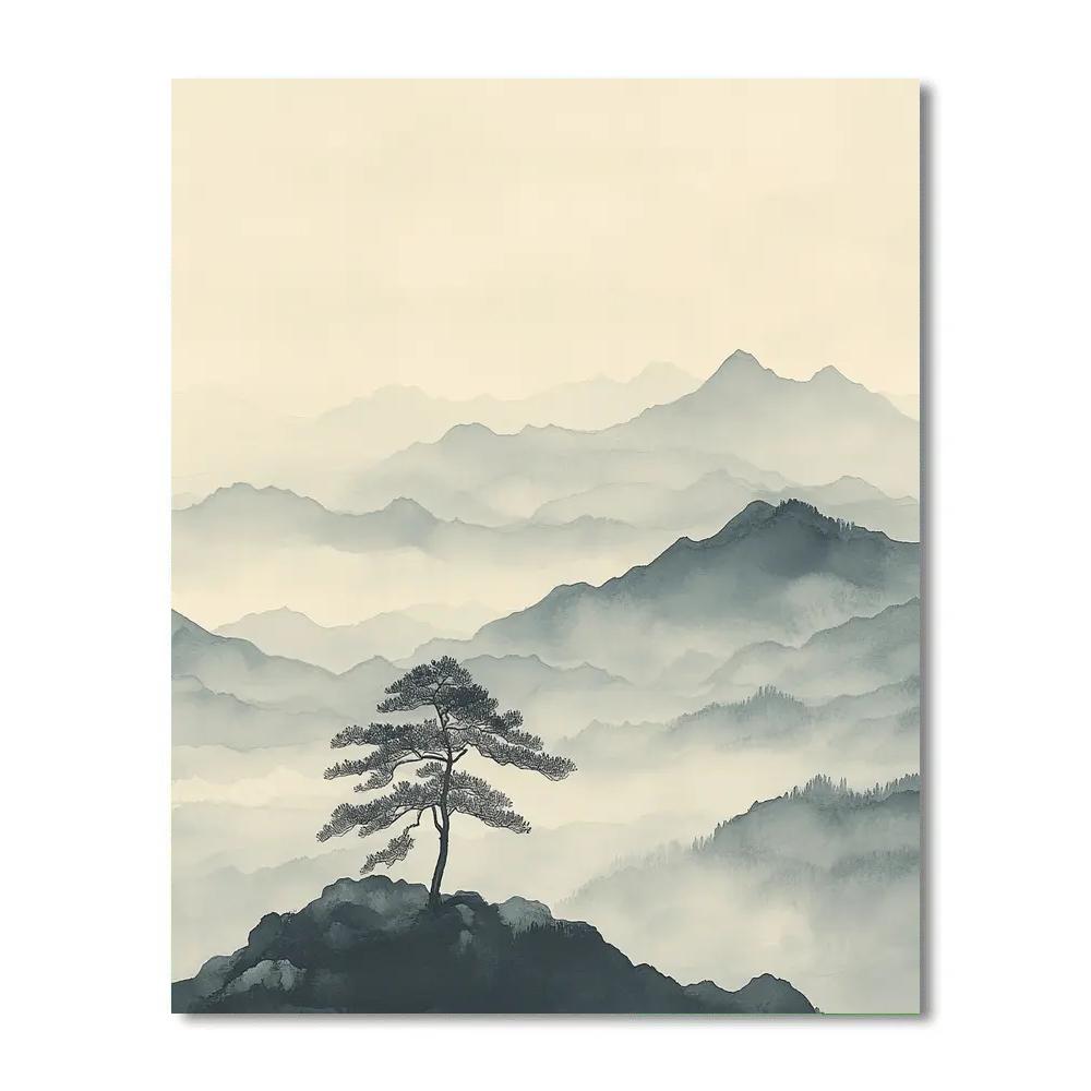 Zhao Mengfu Inspired Nebula Mist Mountain Silence Number painting