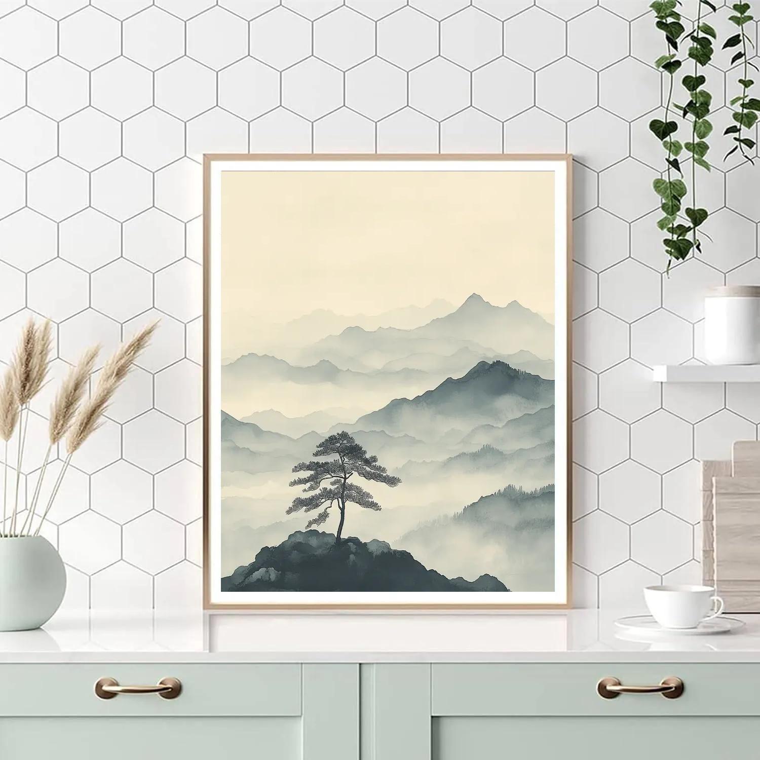 Zhao Mengfu Inspired Nebula Mist Mountain Silence Number painting