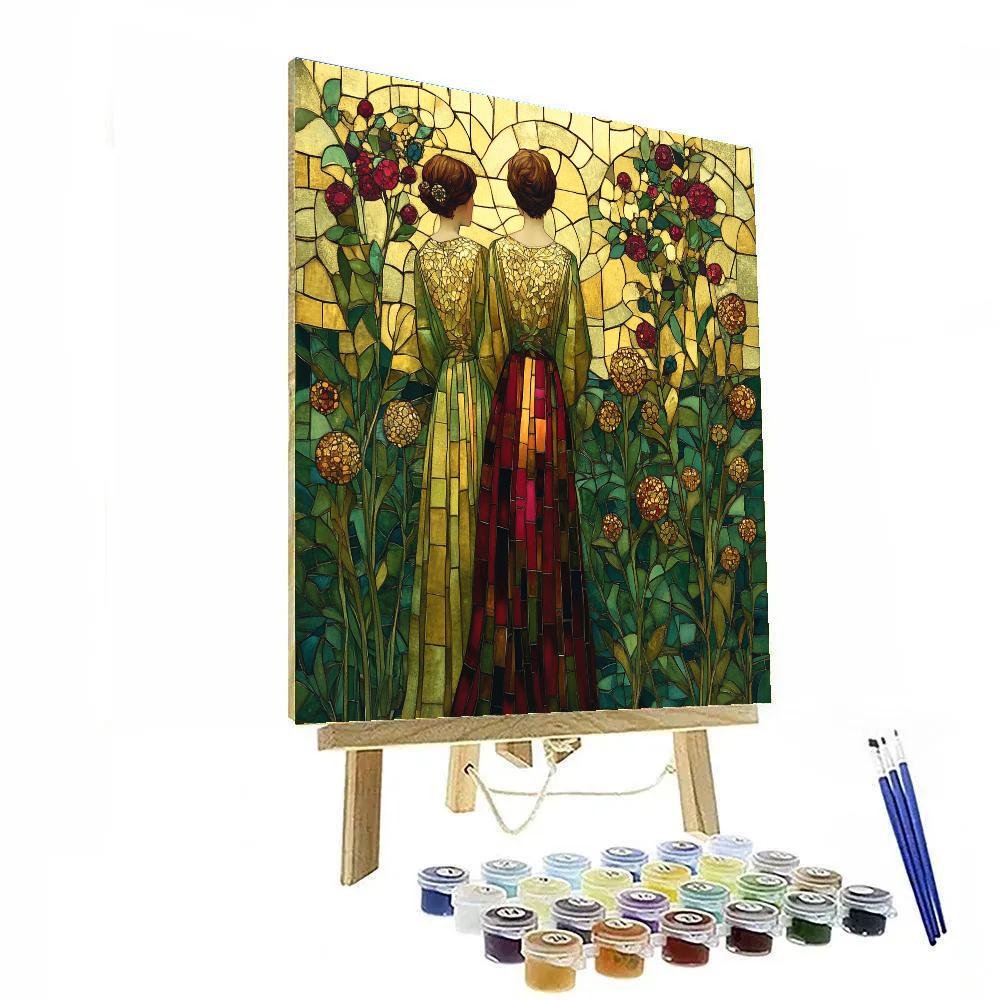 Gustav Klimt Inspired Golden Garden paint by color