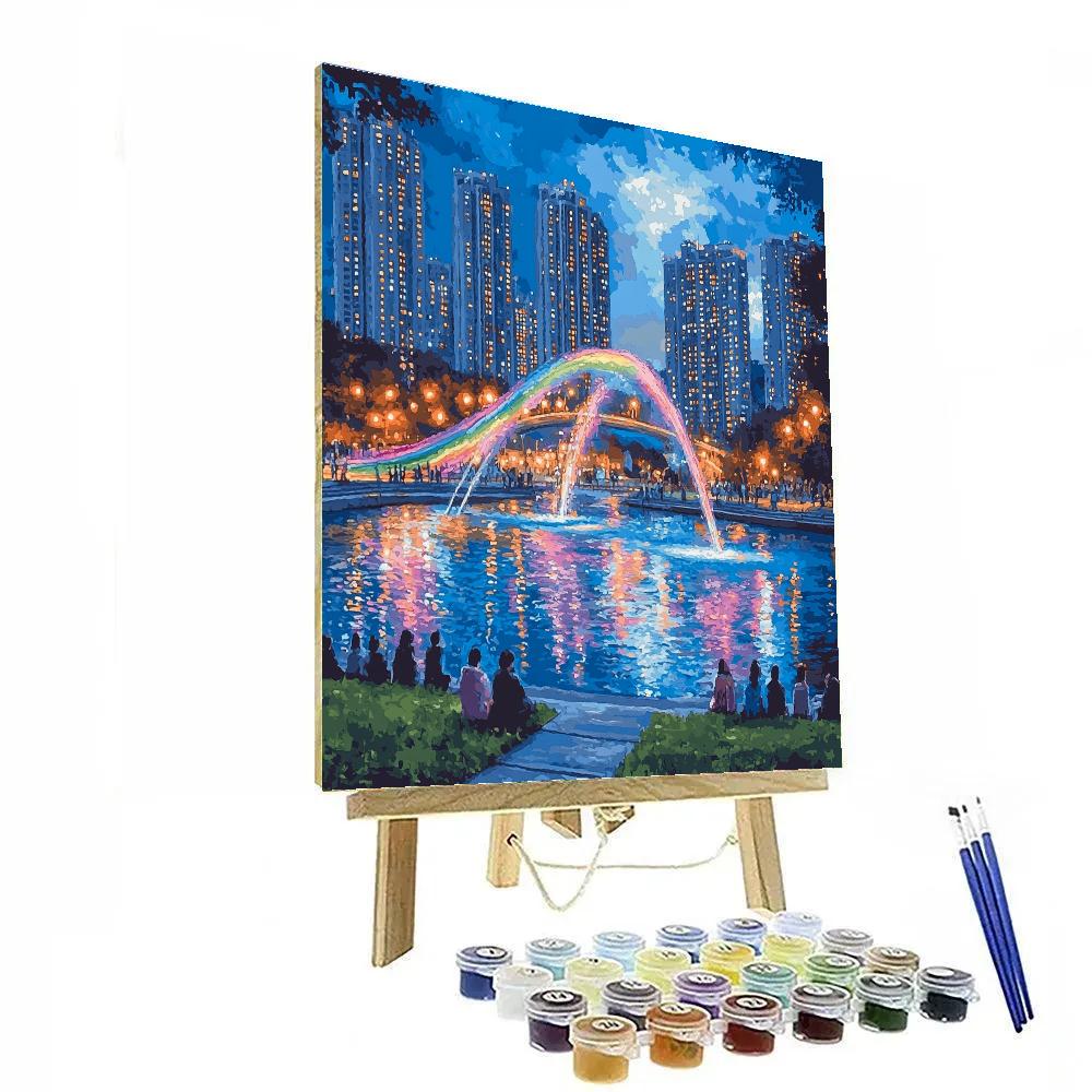 Seoul Han River Banpo Bridge Rainbow Fountain South Korea Numbered painting kits