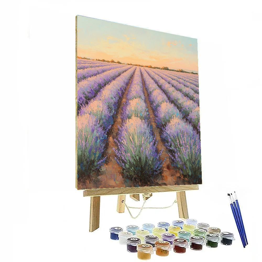 Claude Monet Inspired Evening Glow On Lavender Field Edge painting number kit