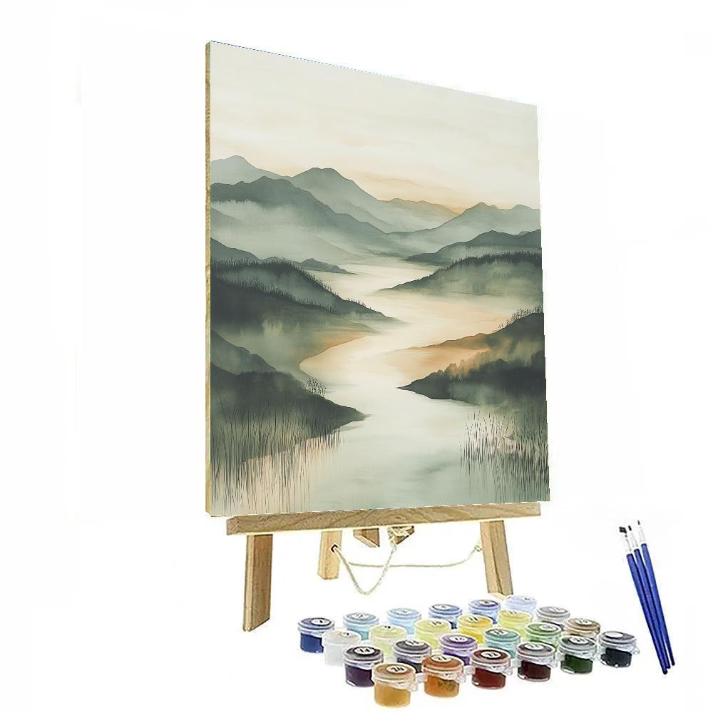 Zhao Mengfu Inspired Time Dilation River Veil DIY paint by numbers