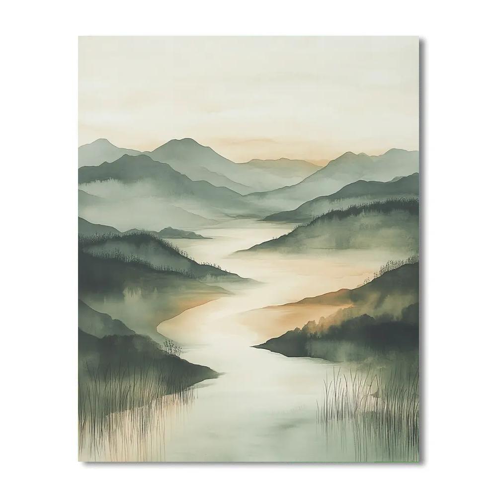 Zhao Mengfu Inspired Time Dilation River Veil DIY paint by numbers