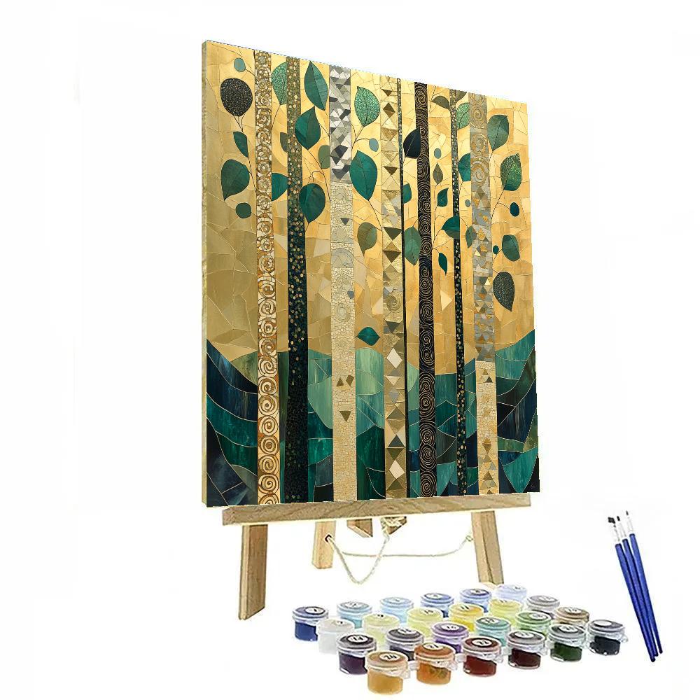 Gustav Klimt Inspired Golden Forest Canopy paint by color