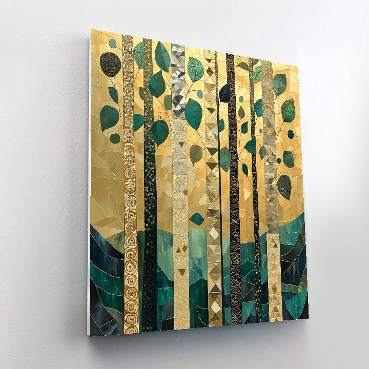 Gustav Klimt Inspired Golden Forest Canopy paint by color