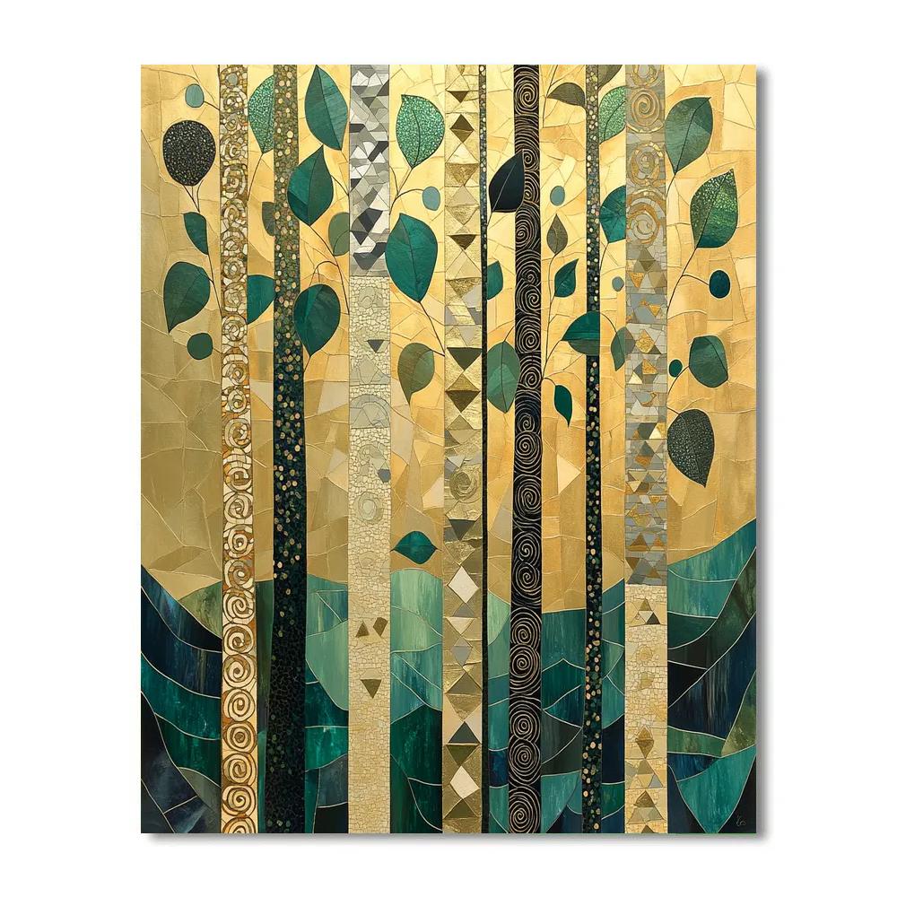 Gustav Klimt Inspired Golden Forest Canopy paint by color